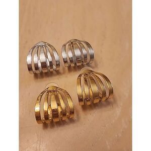 Vintage open/split hoop silver tone And Gold Tone earrings